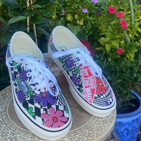 New Retro Vans Authentic 90’s Vintage Colorful FLOWER POWER Low Top Sneakers - Picture 11 of 16
